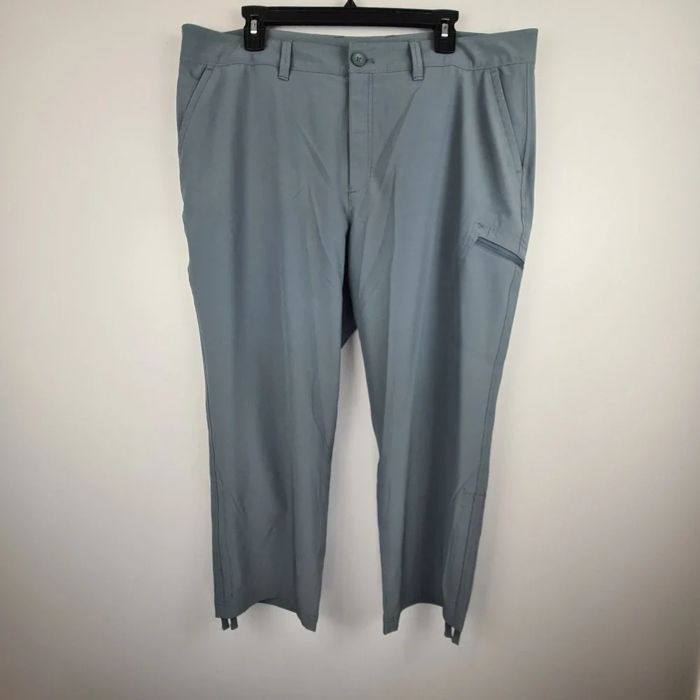 Eddie Bauer Womens Size 16 Ripstop Crop Pants Cargo Pocket Gray Ruching Hiking